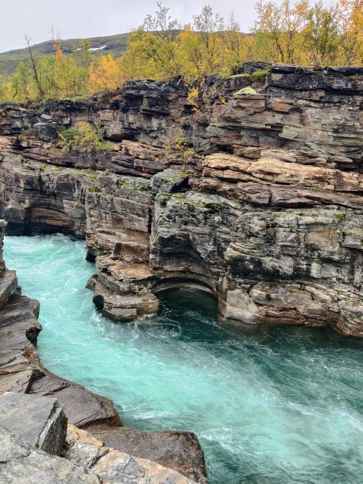 The turquoise waters of Abisko canyon