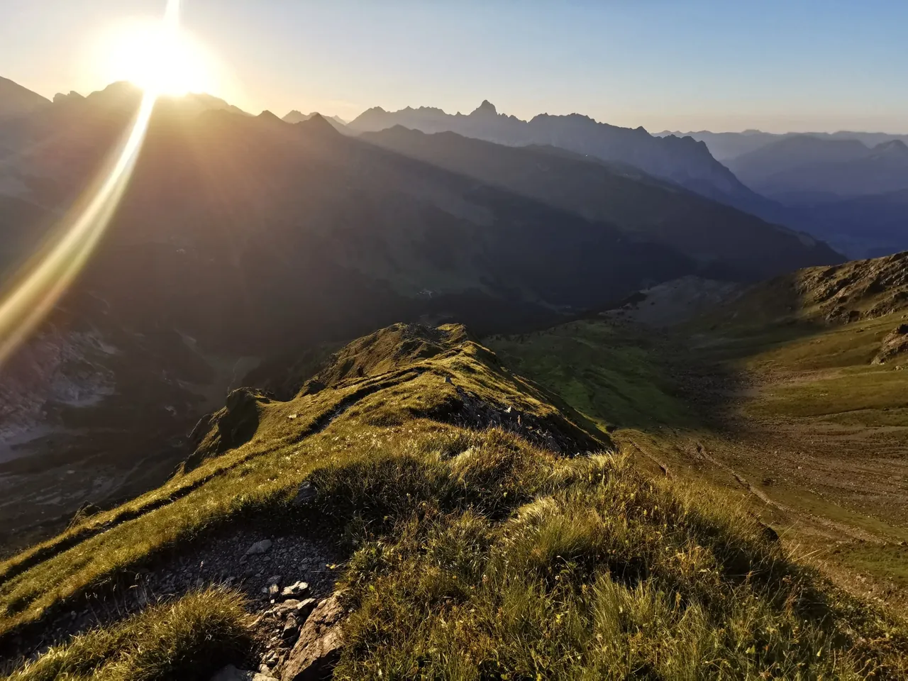 The sun set behind the mountains just as we began our descent from the summit.