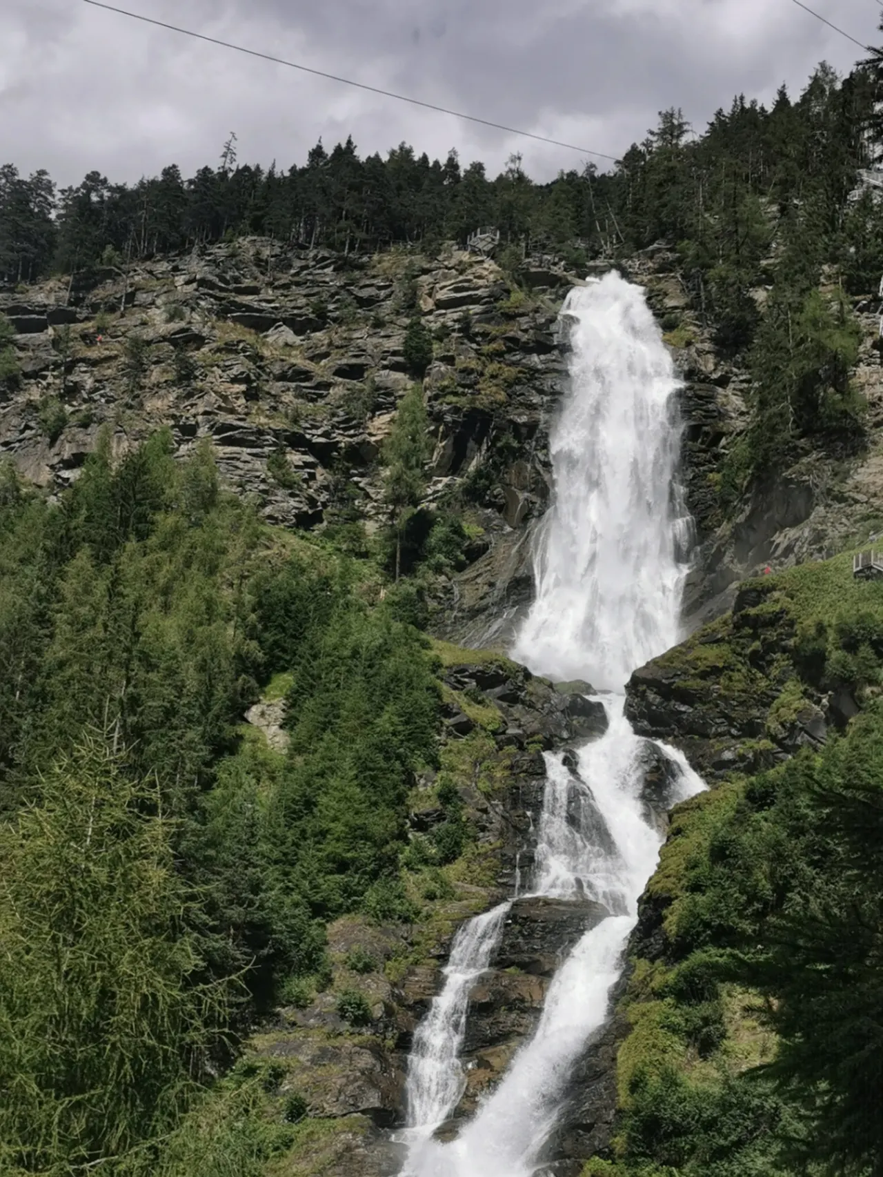 The Via Ferrata ran along the left side of the waterfall and crossed it at its upper section.